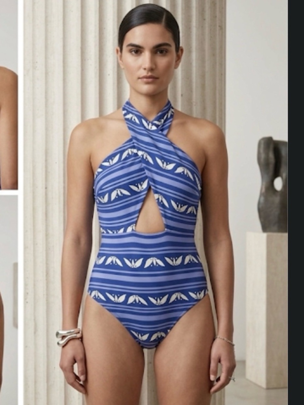 Casa de la Cruz Blue Striped Women's One Piece Swimsuit